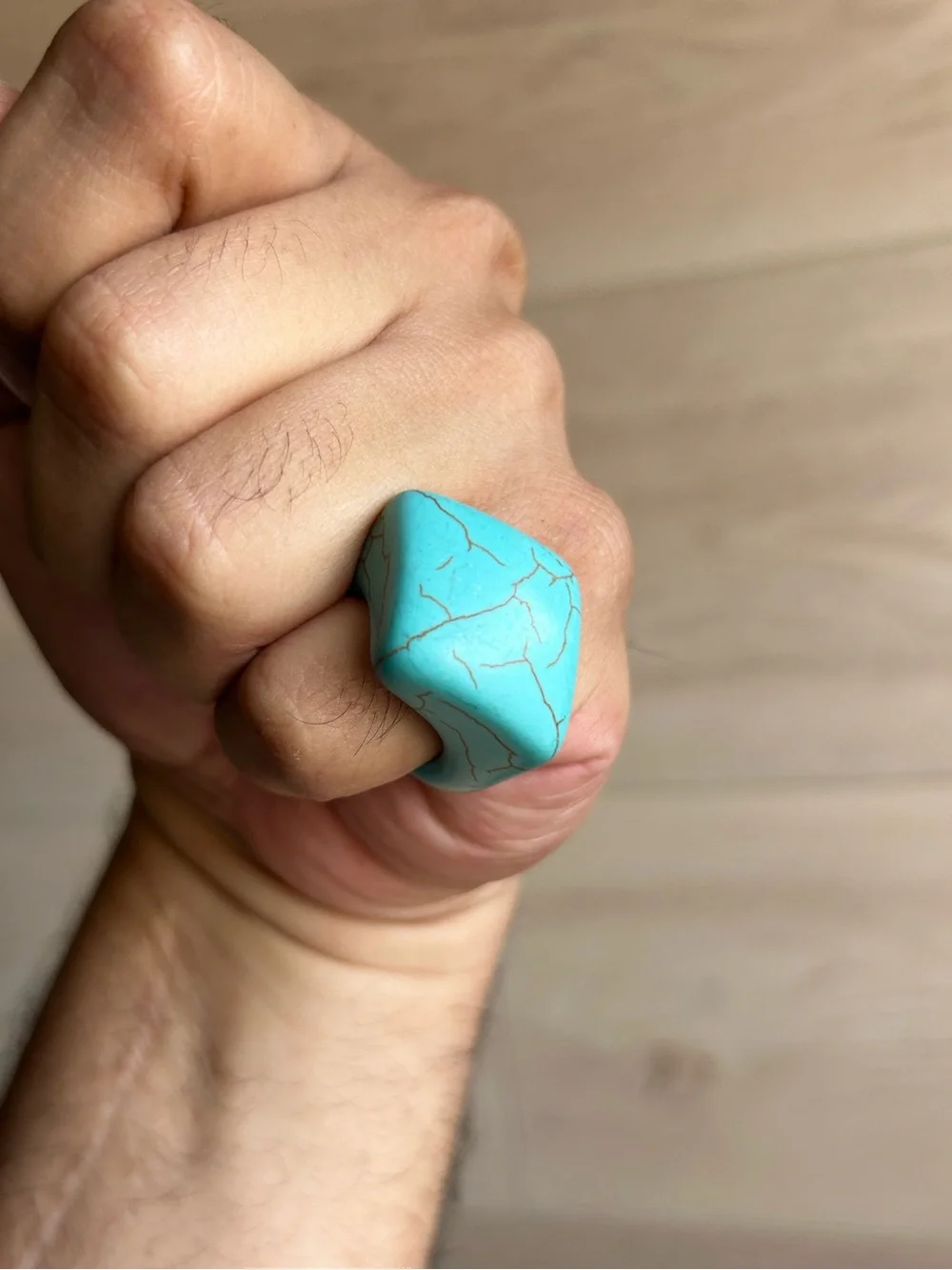 Chunky Architectural Synthetic Turquoise Block Ring Size 9